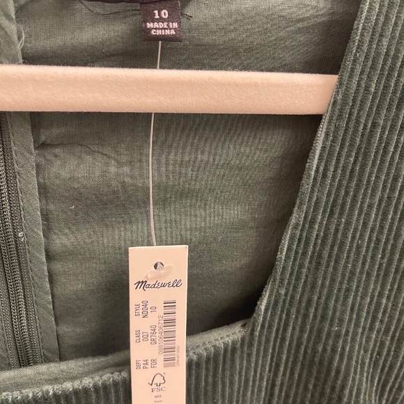 Madewell: Corduroy Aidy Square-Neck Tiered Mini Dress in Forest - Picture 8 of 9